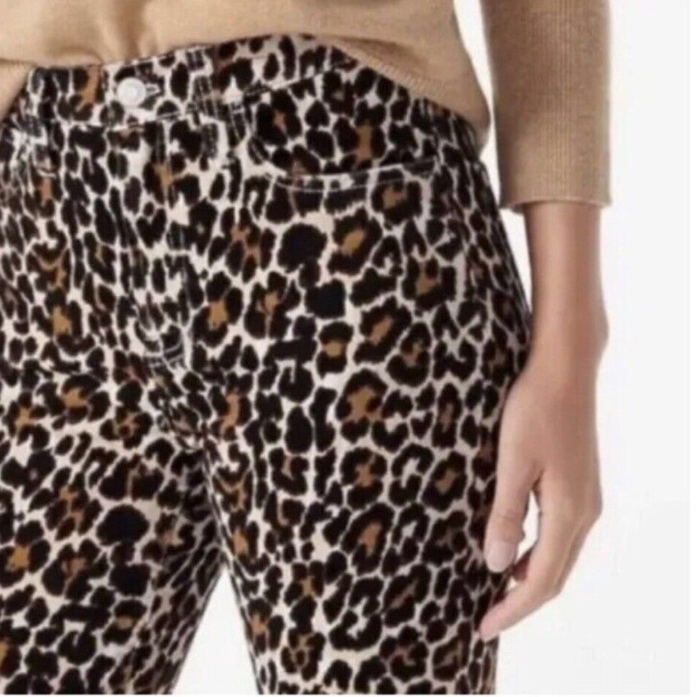 J.Crew 10” Toothpick Highest Rise Corduroy Pants Leopard Print Animal Print
